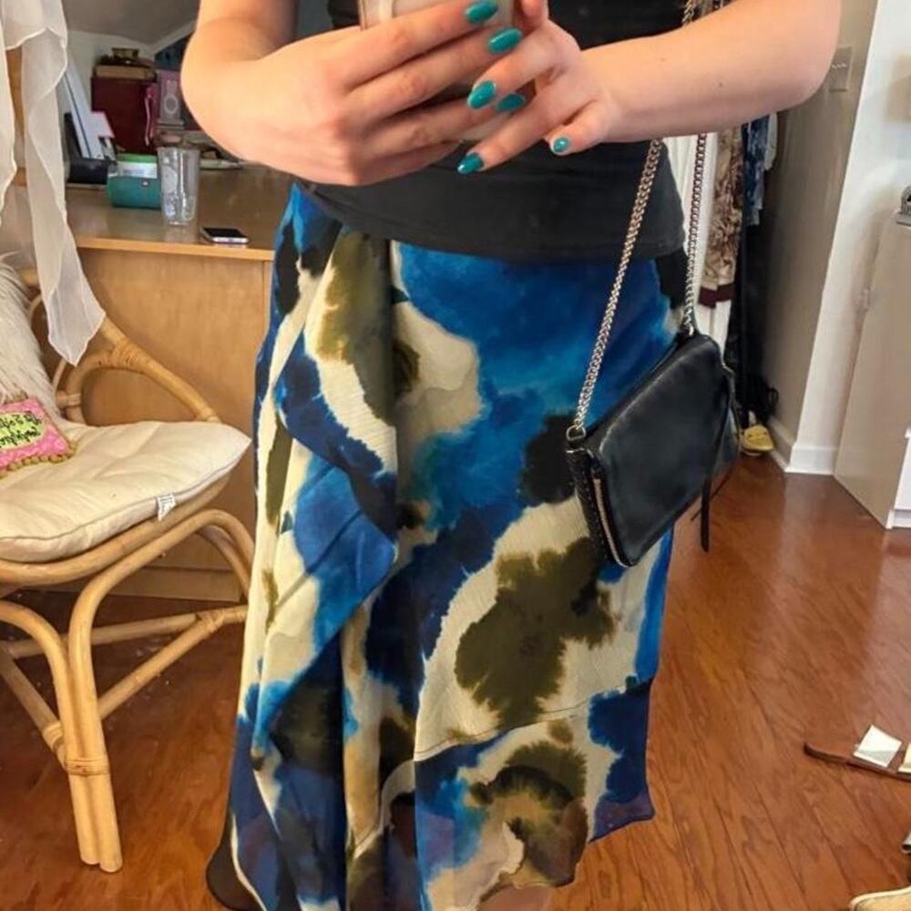 Dkny nwt blue green and tan skirt